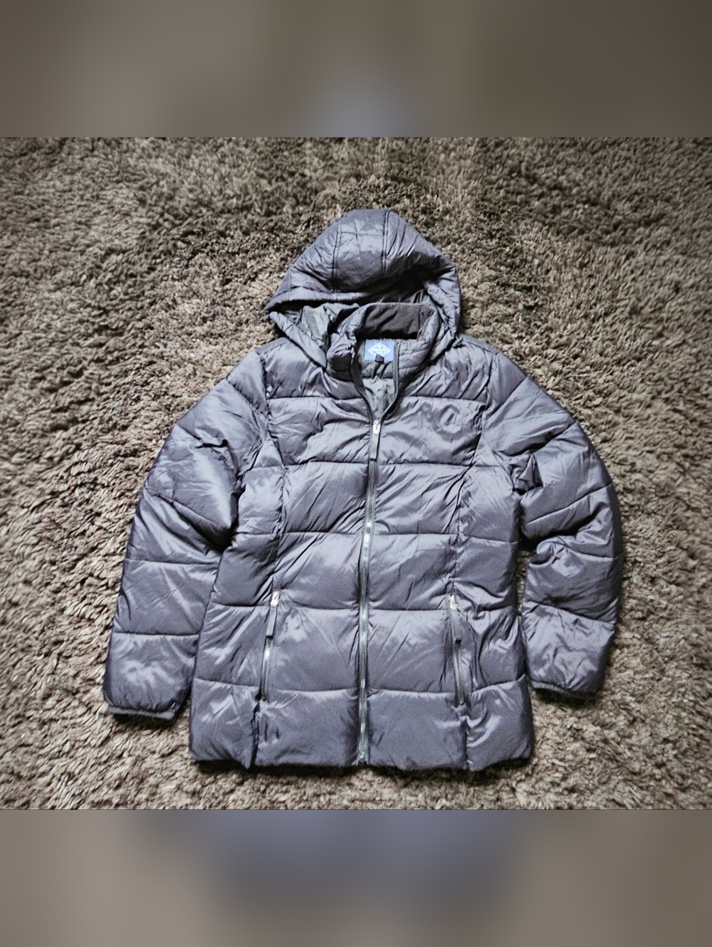 St. John's Bay black women's puffer zipper coat jacket with a hood size large